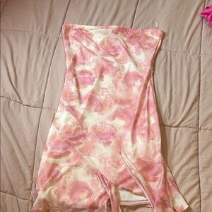 Caution To The Wind Pink and Cream Midi Skirt